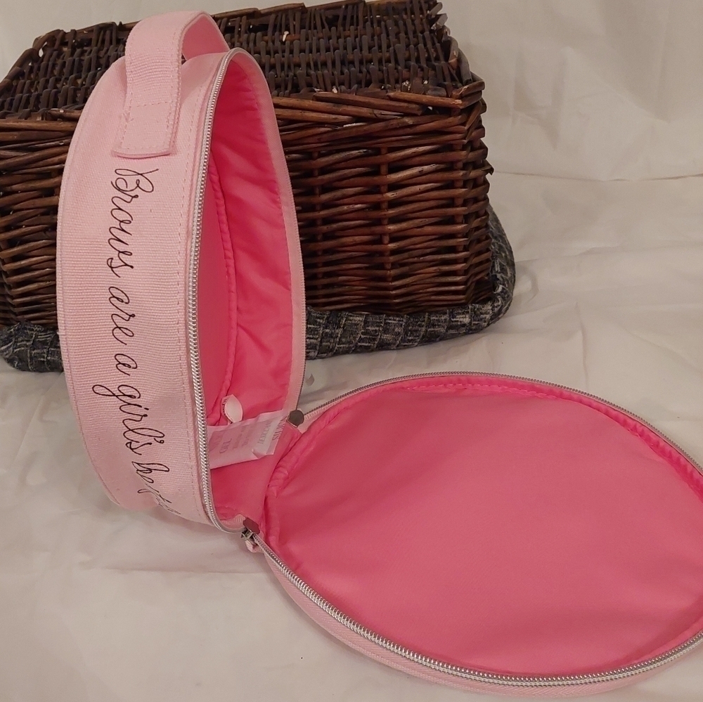 Benefit Pink Round Beauty Face Makeup Bag - Picture 8 of 8